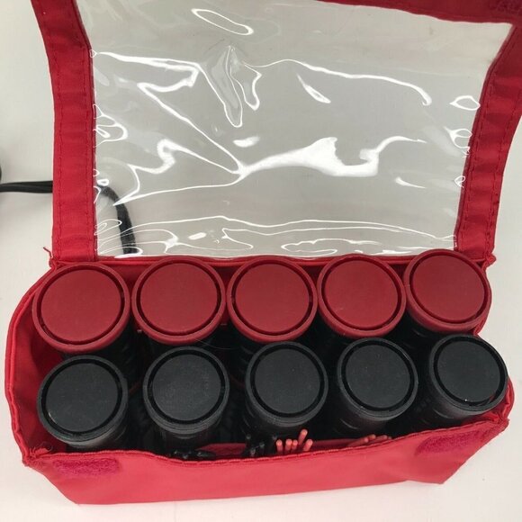 Remington H-1015 Ceramic Hot Rollers Curlers Red Compact Travel Case Tested Work - Picture 4 of 11